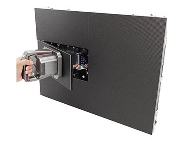 Indoor LED display front maintenance with magnetic modules