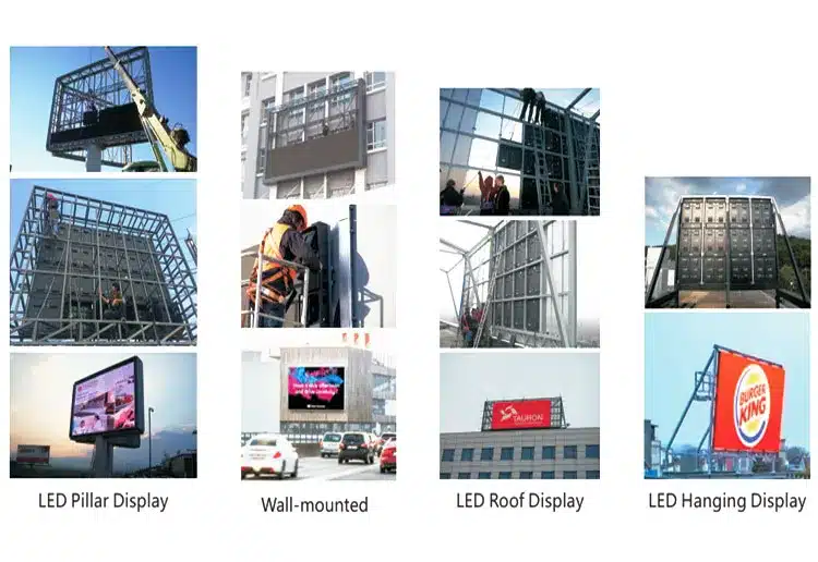 Outdoor LED display installation: wall, pole, ground mount