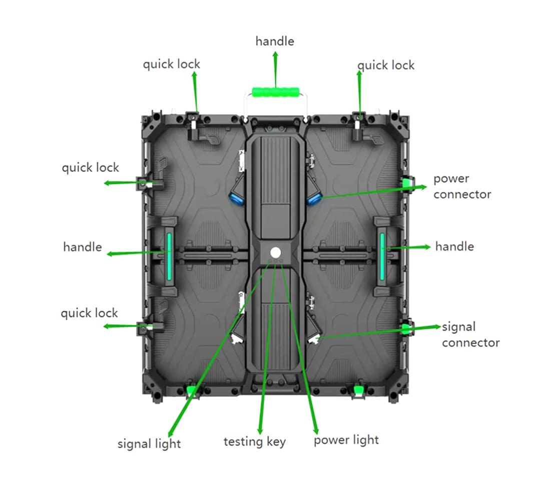 Rental concert LED screen cabinet with handle and corner protectors