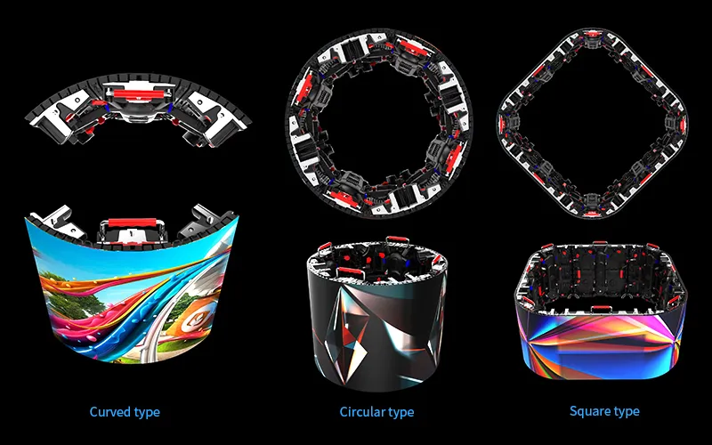 Flexible LED panel splicing for arc and cylindrical stage