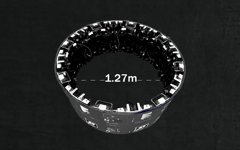 1.27m cylindrical stage built with 8 flexible LED panels